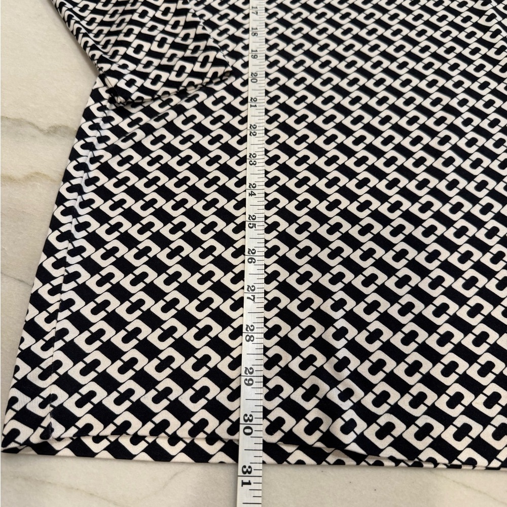 DVF Diane Von Furstenberg Dress Size 4 Black White Chain Link Silk - Picture 4 of 16